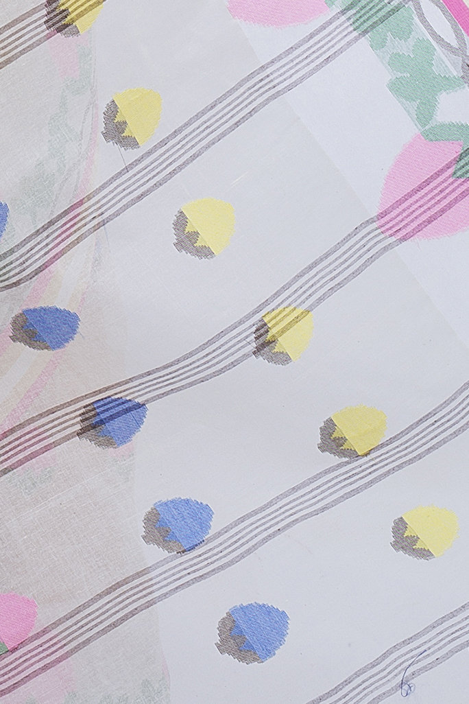 White Pure Cotton PaddaPar Tant Saree (777)